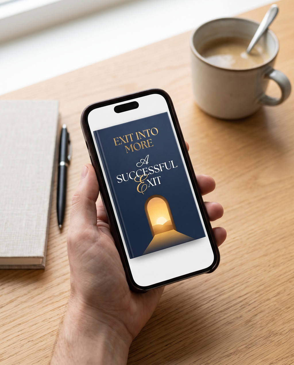 A Successful Exit read on mobile, lifestyle mockup